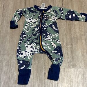 Bonds Navy and Green Patterned Kids Footie